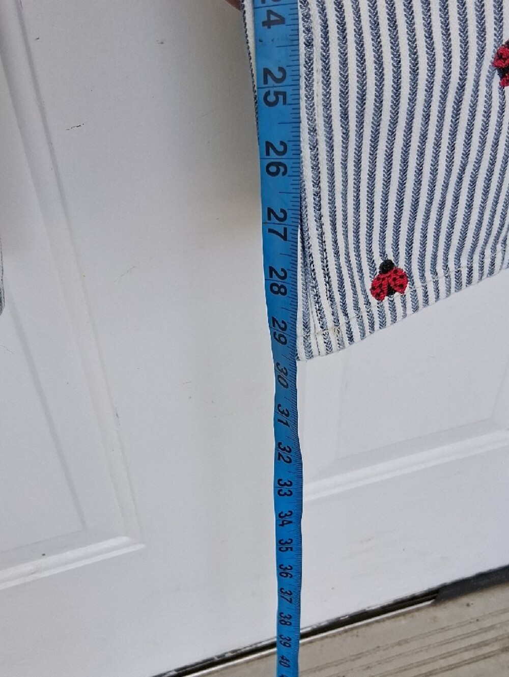 We The Free Blue & White Striped Wide-Leg Jeans with Red Ladybug Embroidery - Picture 6 of 7